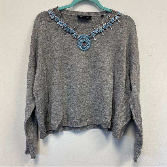 The Kooples Gray Turquoise & Silver Sweater - Picture 2 of 6